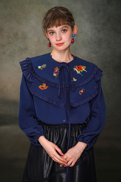 フレンチレトロショールデザインブラウス