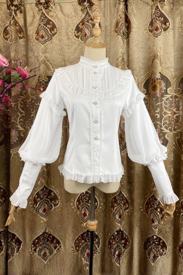 Stand collar retro girly blouse