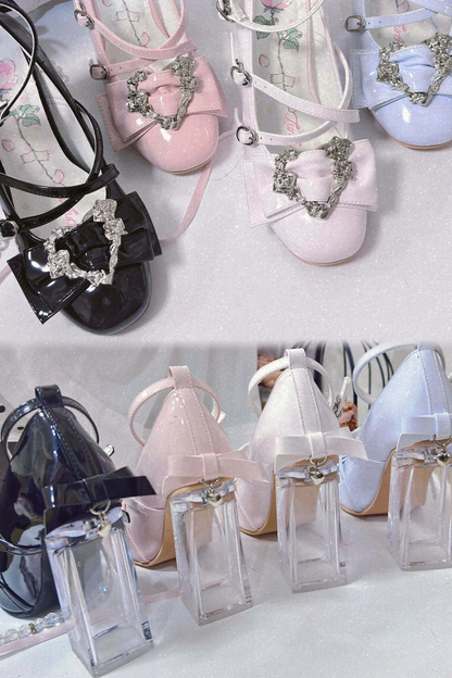 ラブバックルクリスタルヒールシューズ