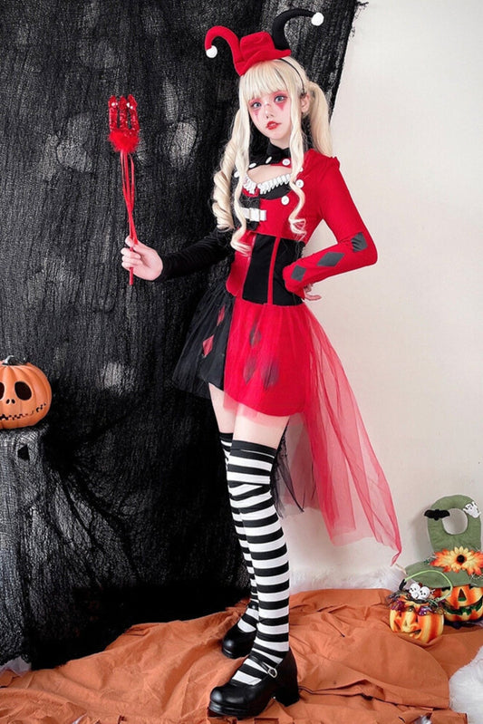 ハロウィンサーカスクラウンコスプレドレス