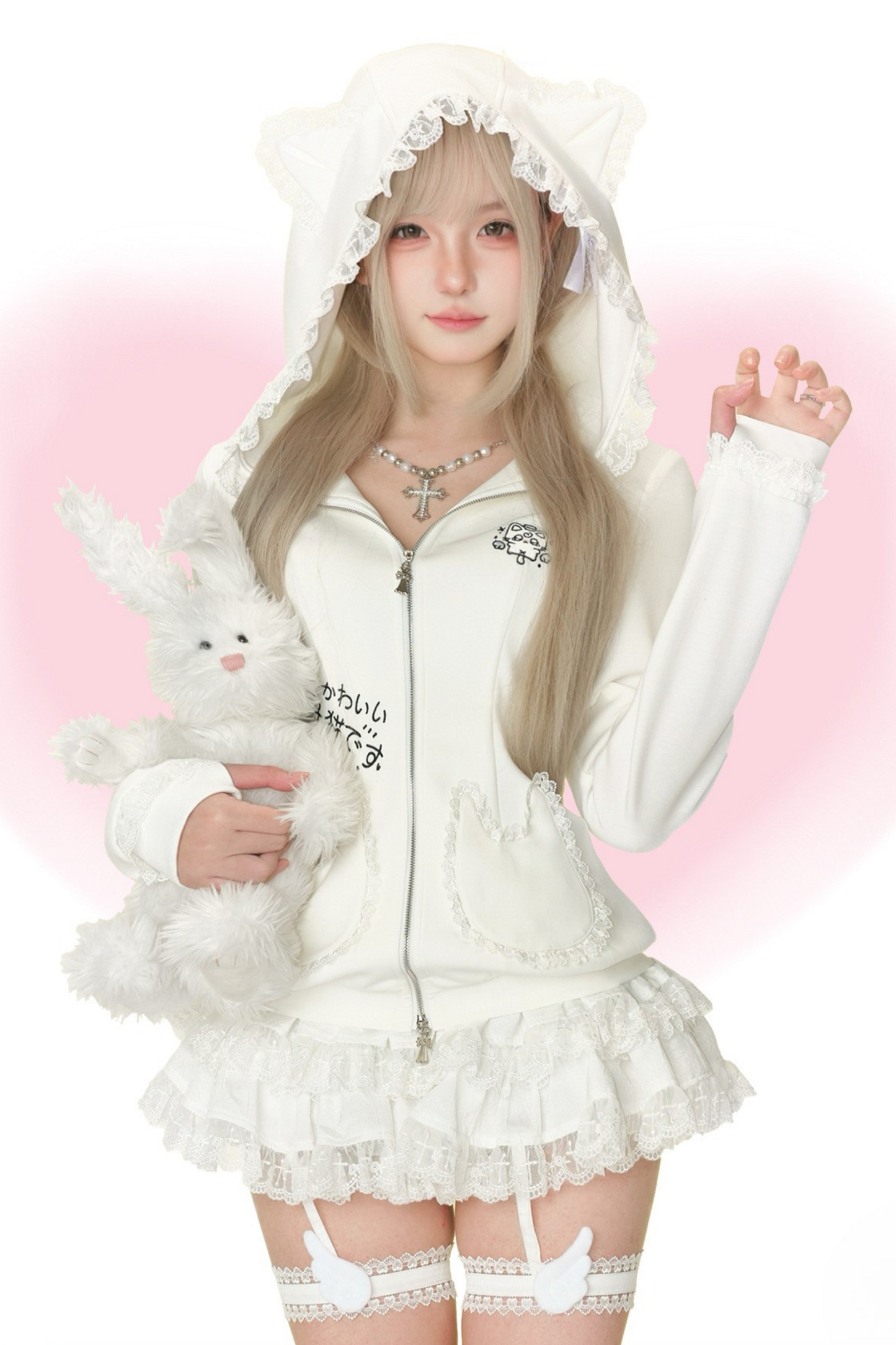 猫耳レースフードパーカー+ケーキスカート