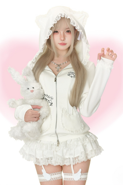 猫耳レースフードパーカー+ケーキスカート