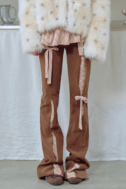 コーデュロイリボンフレアパンツ