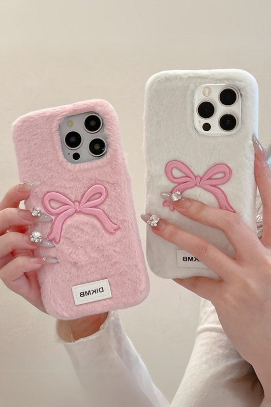 Sweet Ribbon Milky Fur iPhone Case