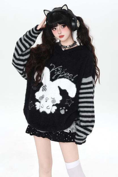 バニーボーダーフードニット