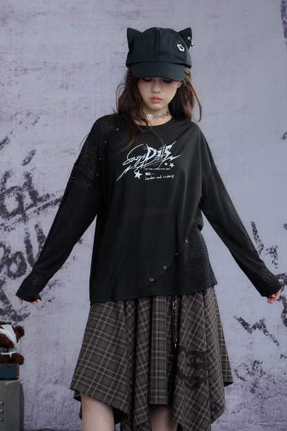 ナイトモードアシメチェックスカート