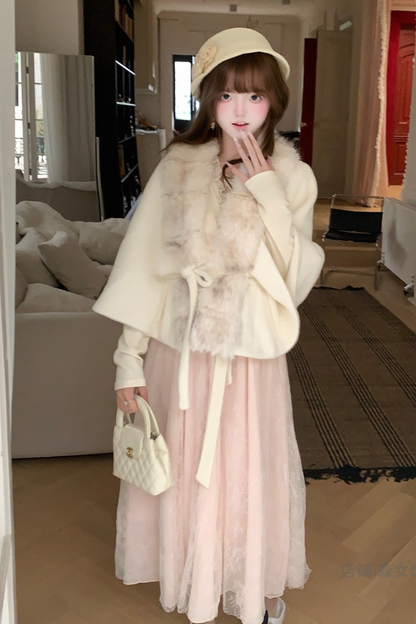 ミルキーファーカラーケープコート