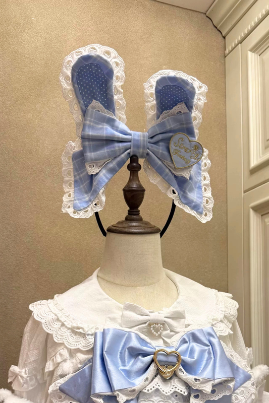 [Order Deadline: May 10] Blue/Yellow/Pink Sweet Heart Lolita Series Rabbit Ears KC + Cat Ear Headband