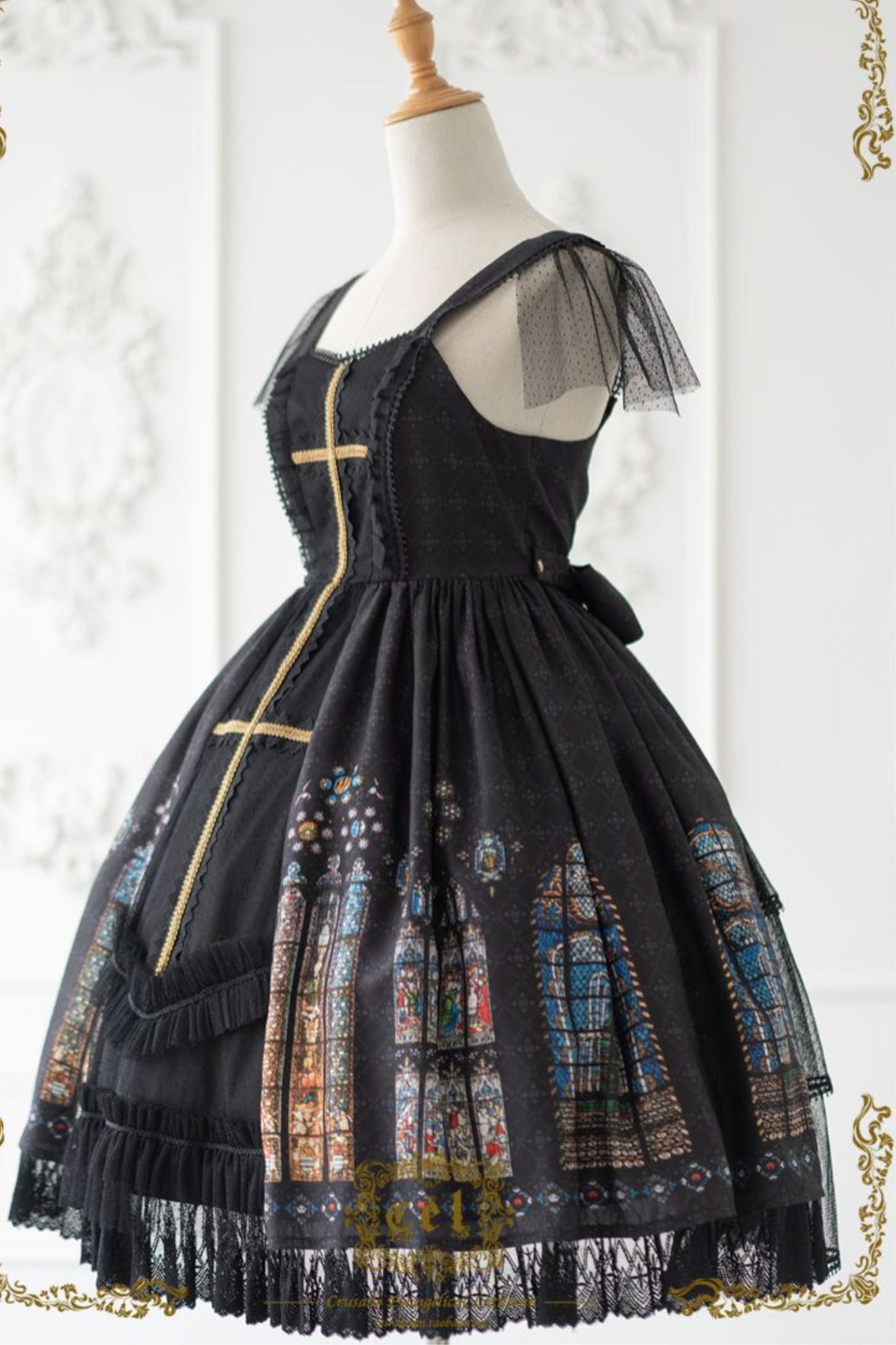 ウィンドウシックレトロドールロリータドレス