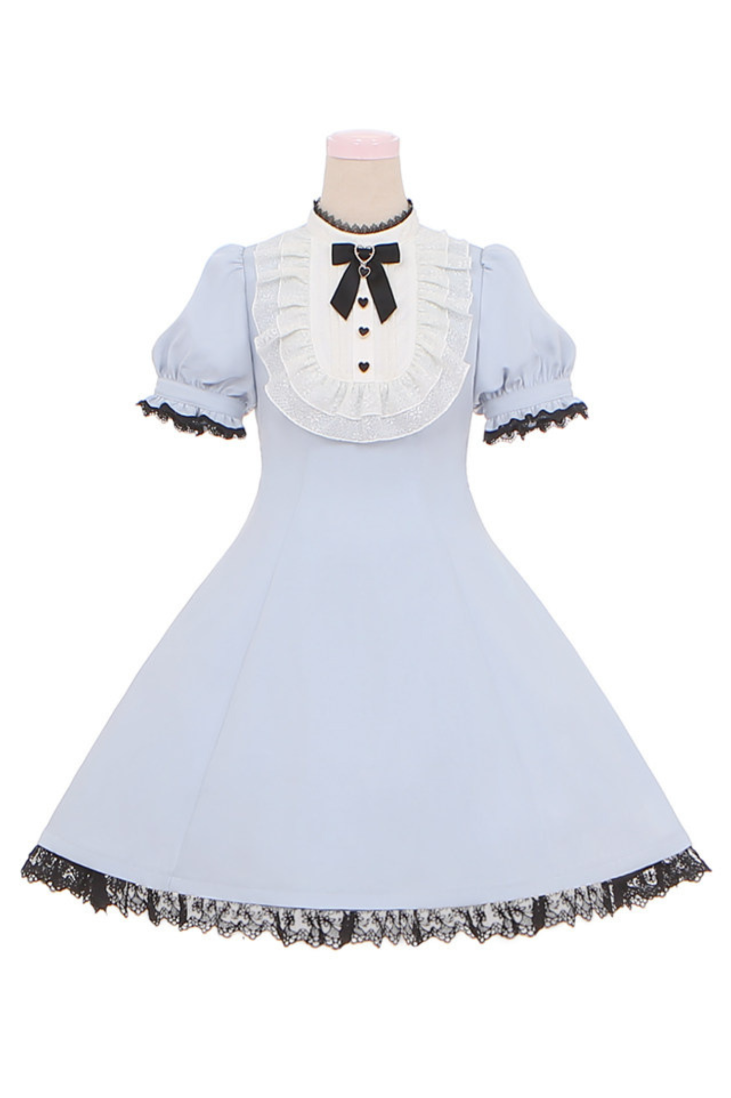 Kleid mit Spitzenpuffärmeln + Schleifen-Haarklammer