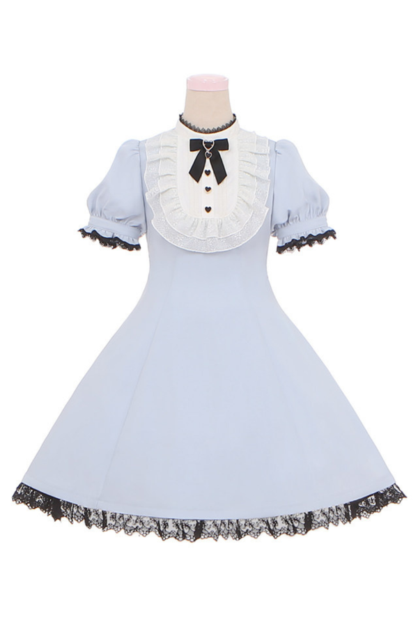 Lace Puff Sleeve Dress + Ribbon Clip
