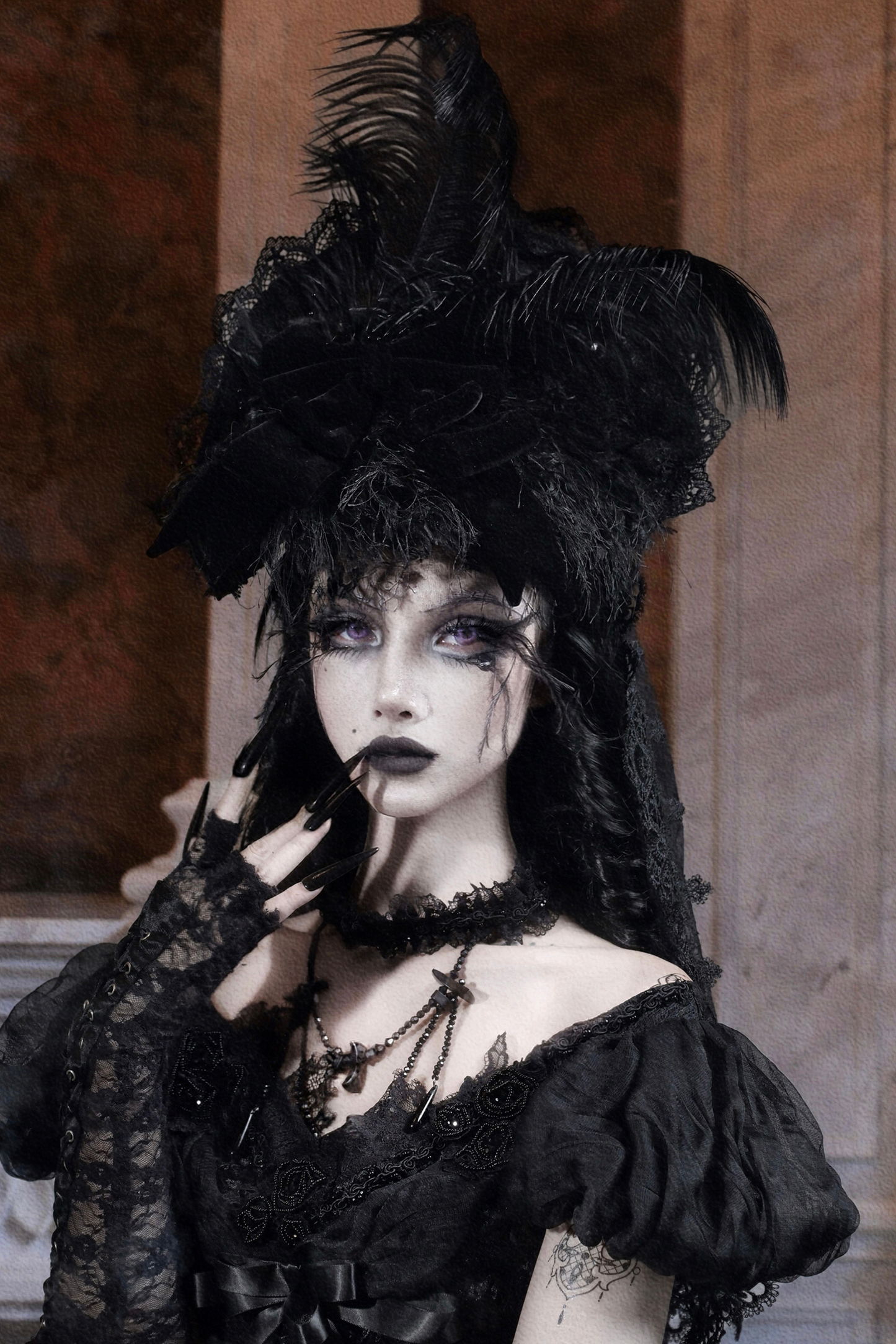 European Style Gothic Veil Silk Hat