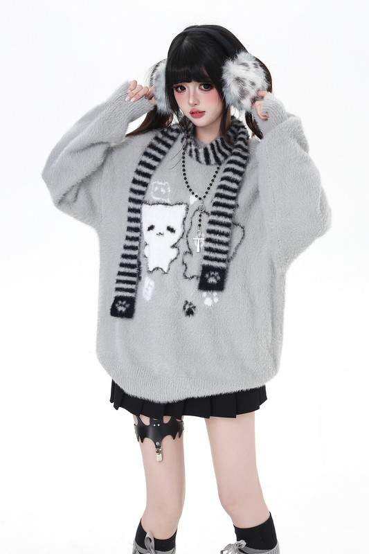 ワックスクルーネックルーズトップス