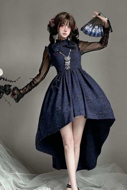 Sleeveless Fishtail Elegant Dress + Sheer Top