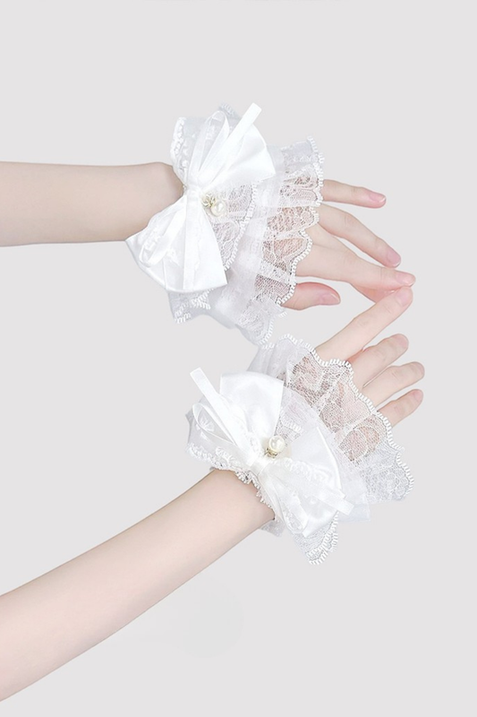 Lace Pearl Ribbon Lolita Sleeve