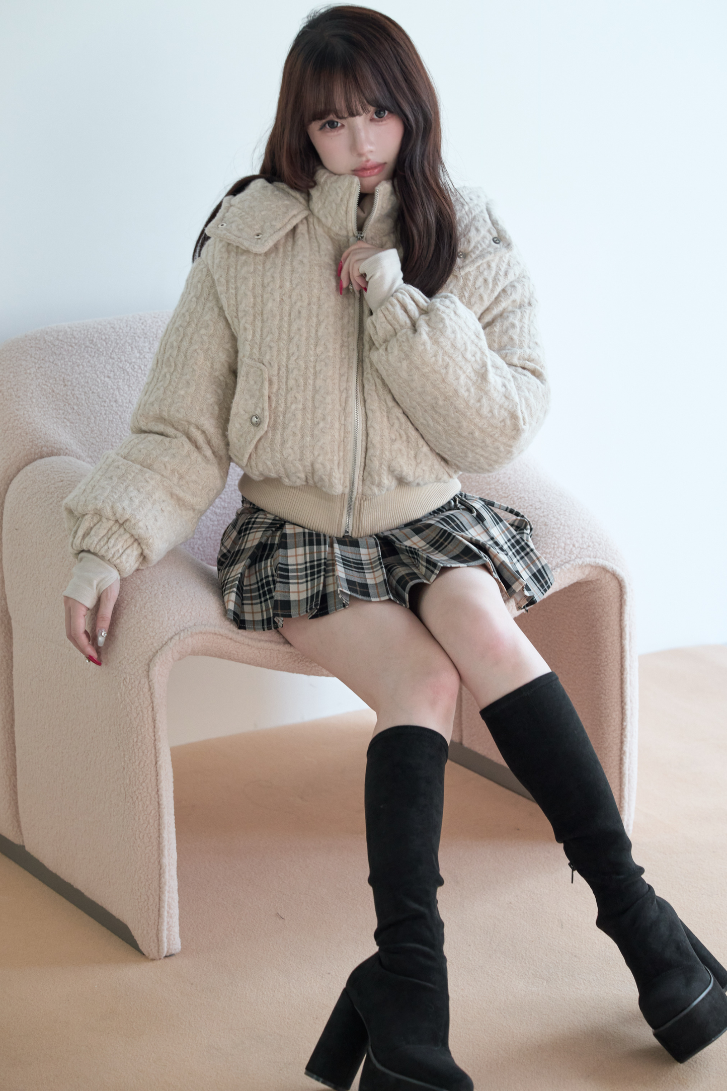 モードケーブルニットジャケット