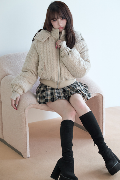 モードケーブルニットジャケット