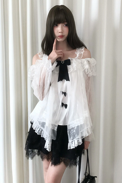 リボンシフォントップス+スカート