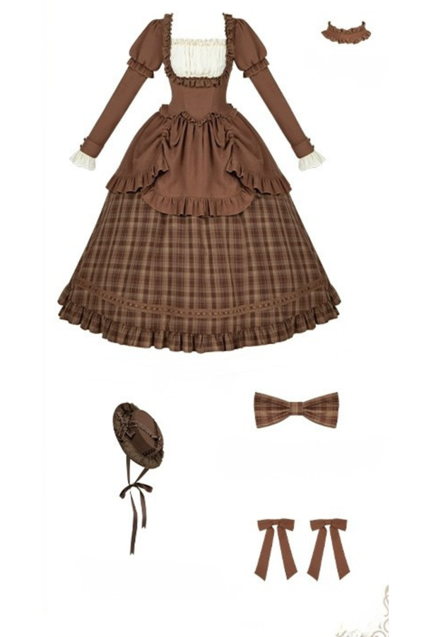 スイートチェックドールドレス＋2WAYリボン＋リボン＋ハット