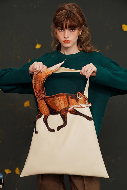 キツネショルダーキャンバスバッグ