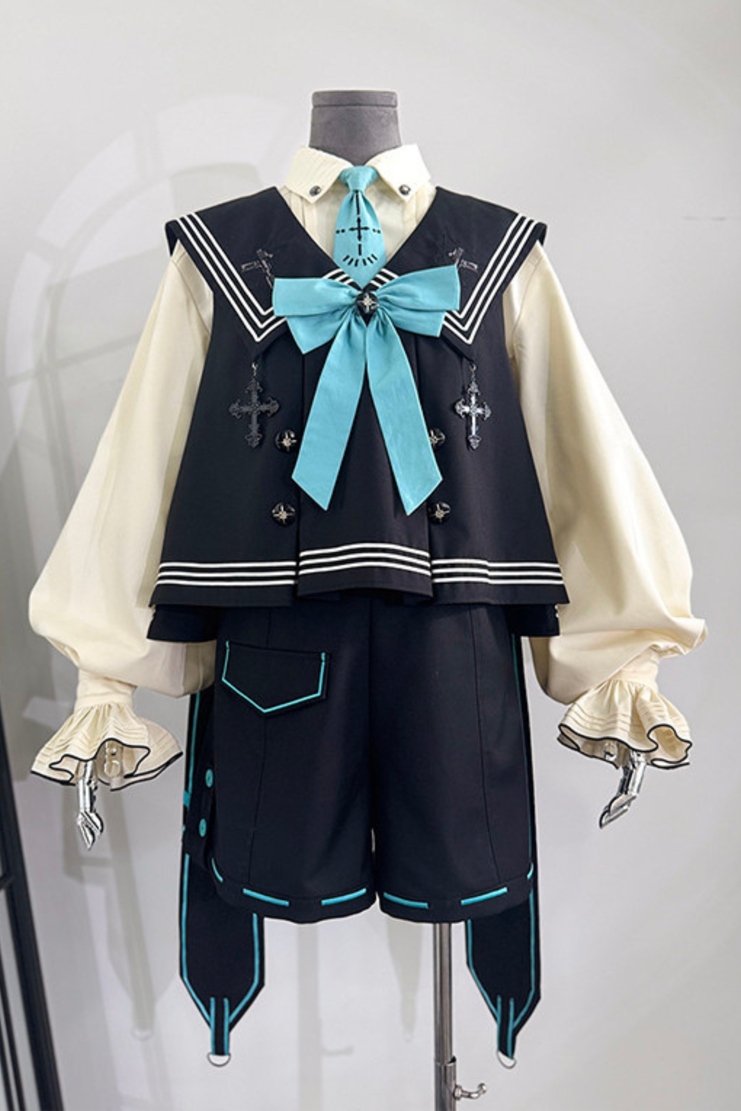 Cyber-Prince-Weste + Hemd + Kurze Hose + Krawatte