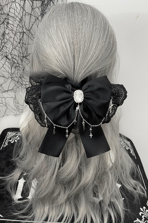 リボンレースラインストーンシュシュ