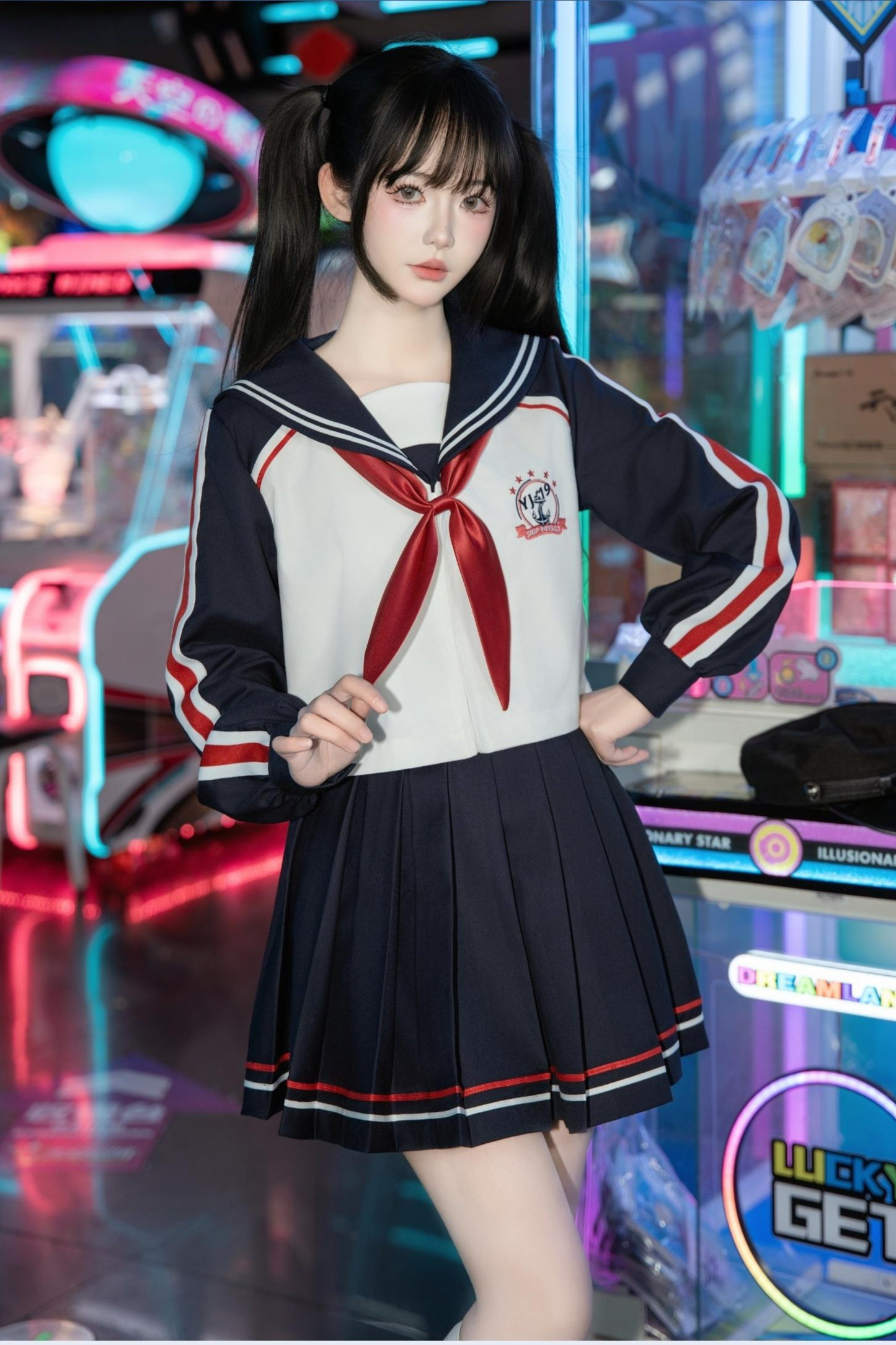 Subculture Sailor Top + Pleated Skirt + Hooded Jacket
