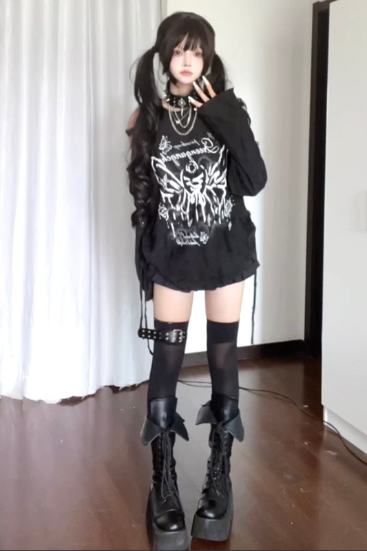 Light Gothic Subculture Off-the-shoulder Tops