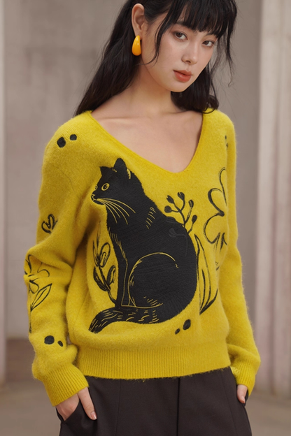 Cat Sweater Pullover Knit