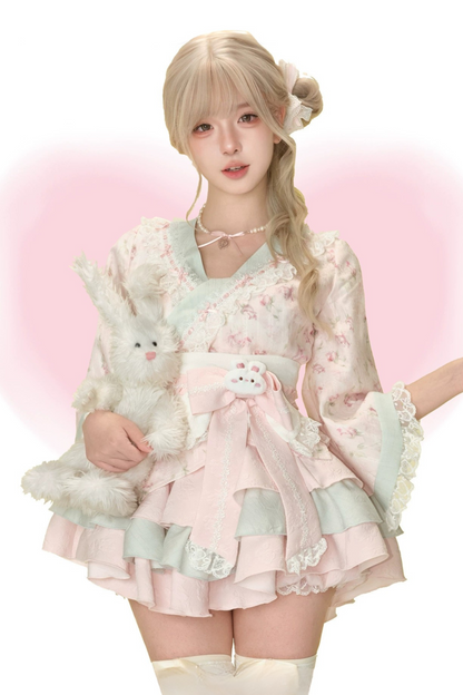 和デザイントップス+ケーキスカート+リボンベルト