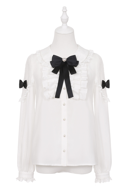 레이스 셔츠 + 케이크 턱받이 스커트