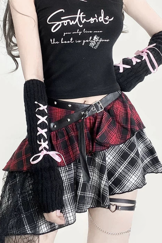ゴシックチェックレーススカート