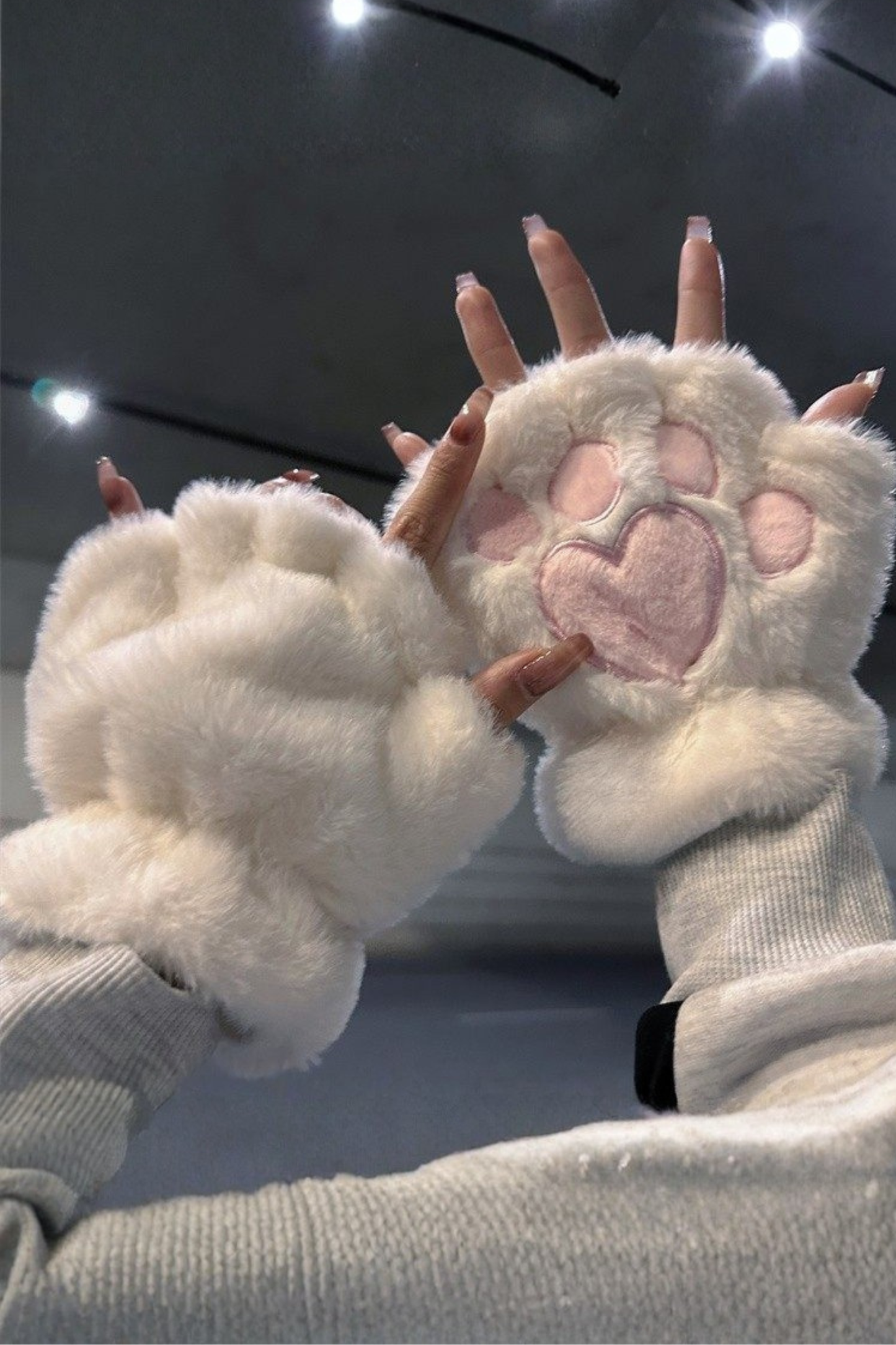 プラッシュハートハーフフィンガーグローブ