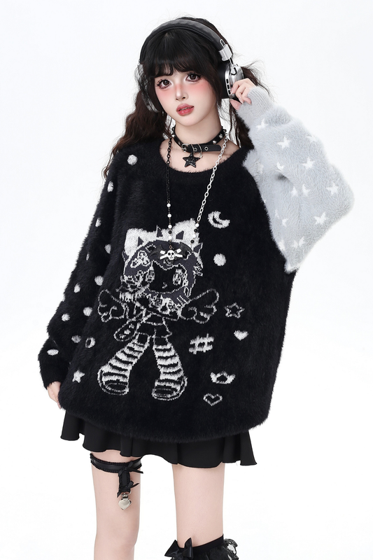 エンジェルバイカラールーズオーバーセーター