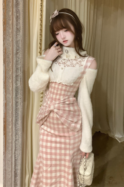 スイートピンクチェックスカート