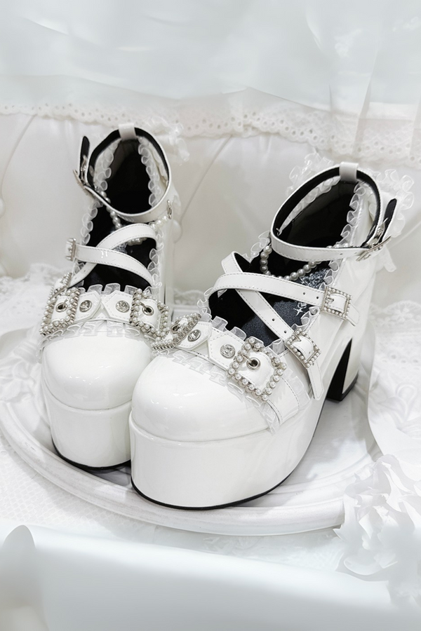 クロスベルトデザインシャイニーシューズ