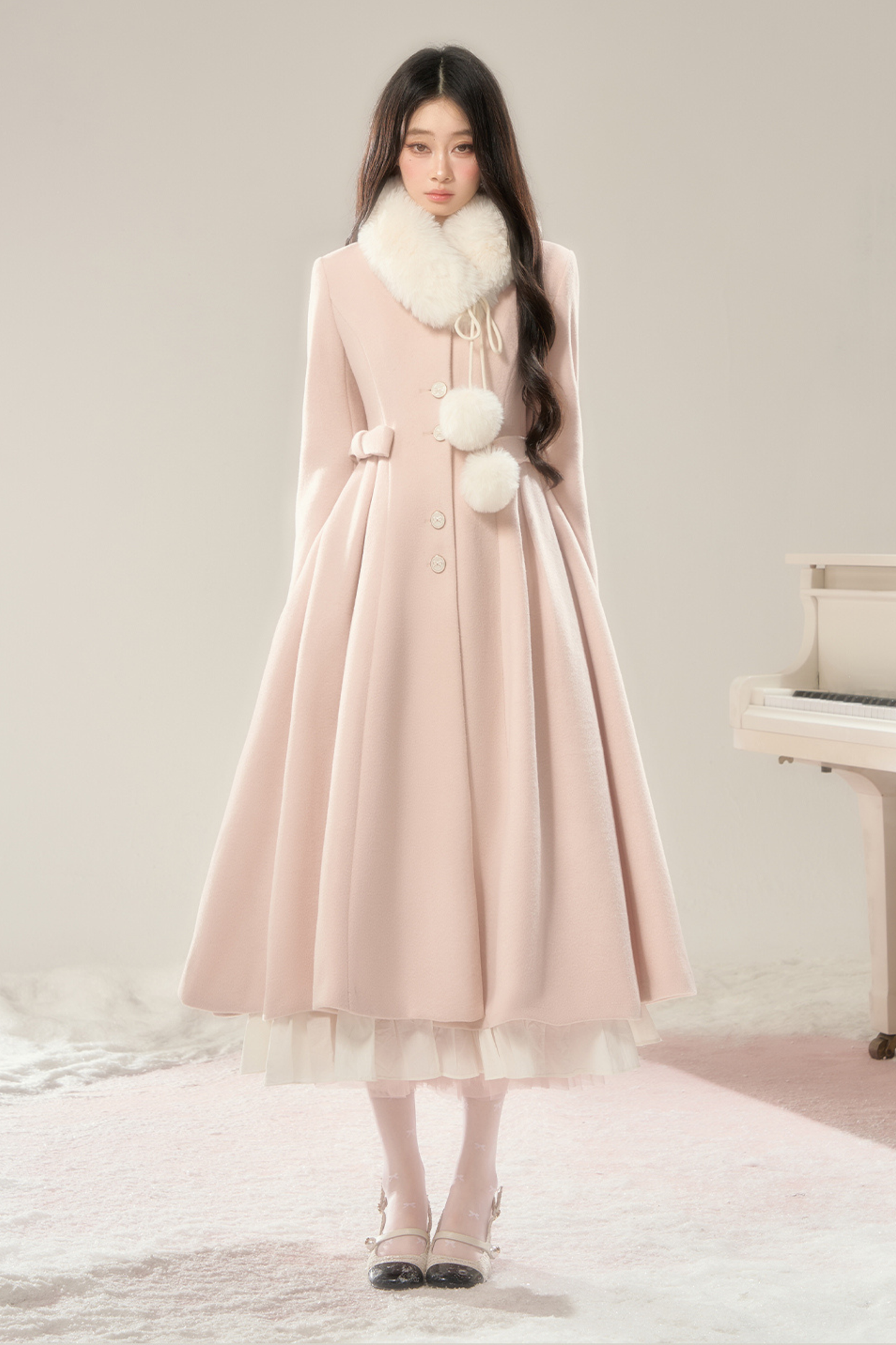 ビューティーウエストマークロングウールコート