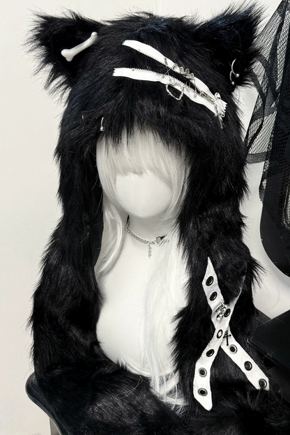 Dark Fur Cat Ear Hat