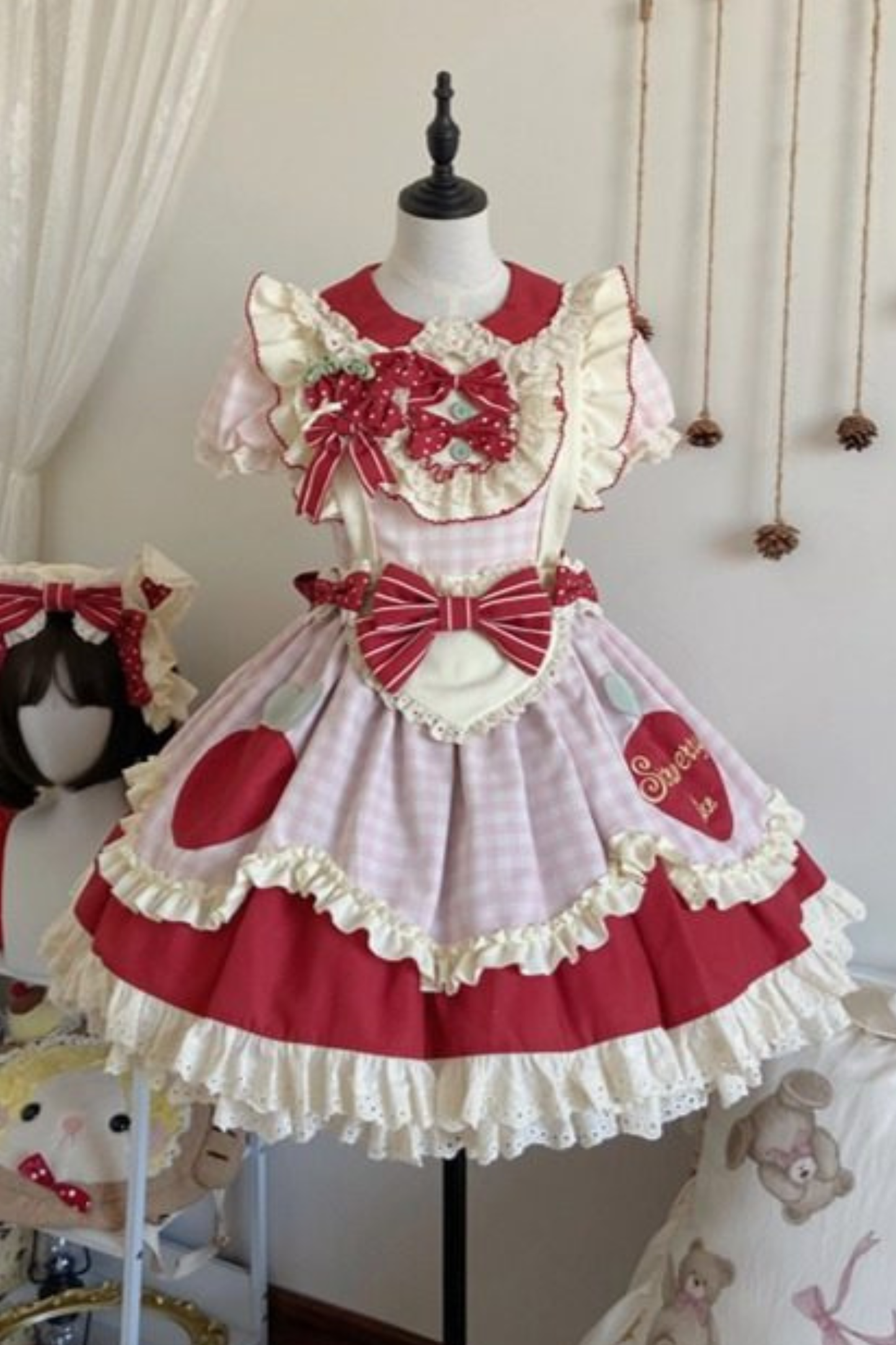 Dream Pastry Lolita Dress + Apron + Hairband + Sleeves + Bonnet