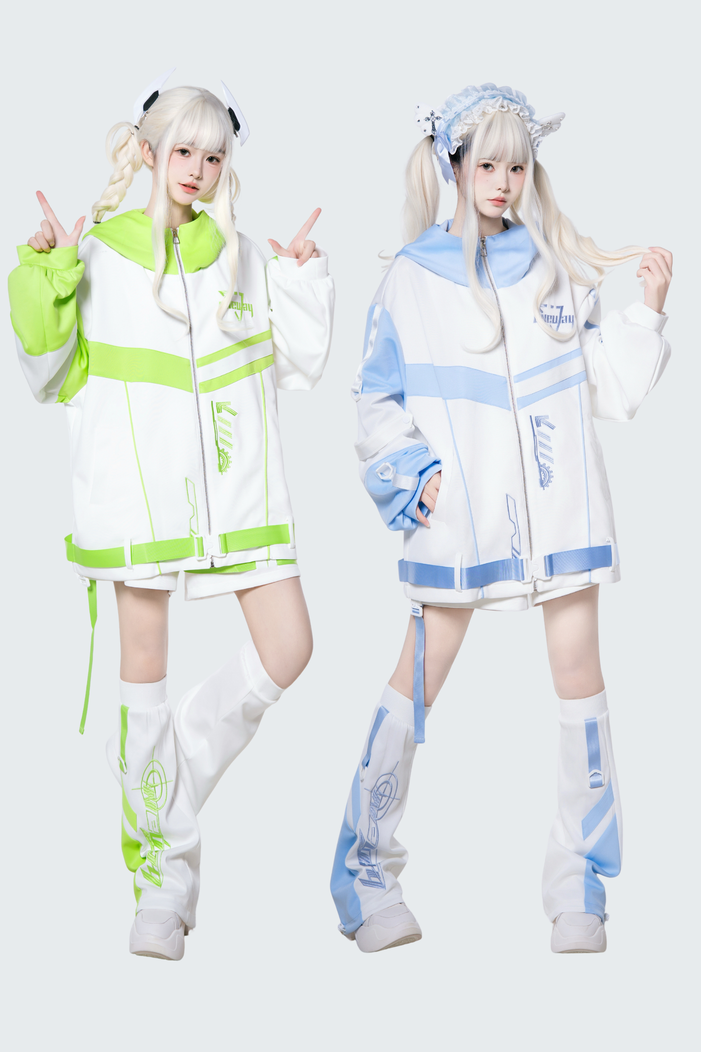 サブカルサイバージャケット+ショートパンツ+レッグカバー