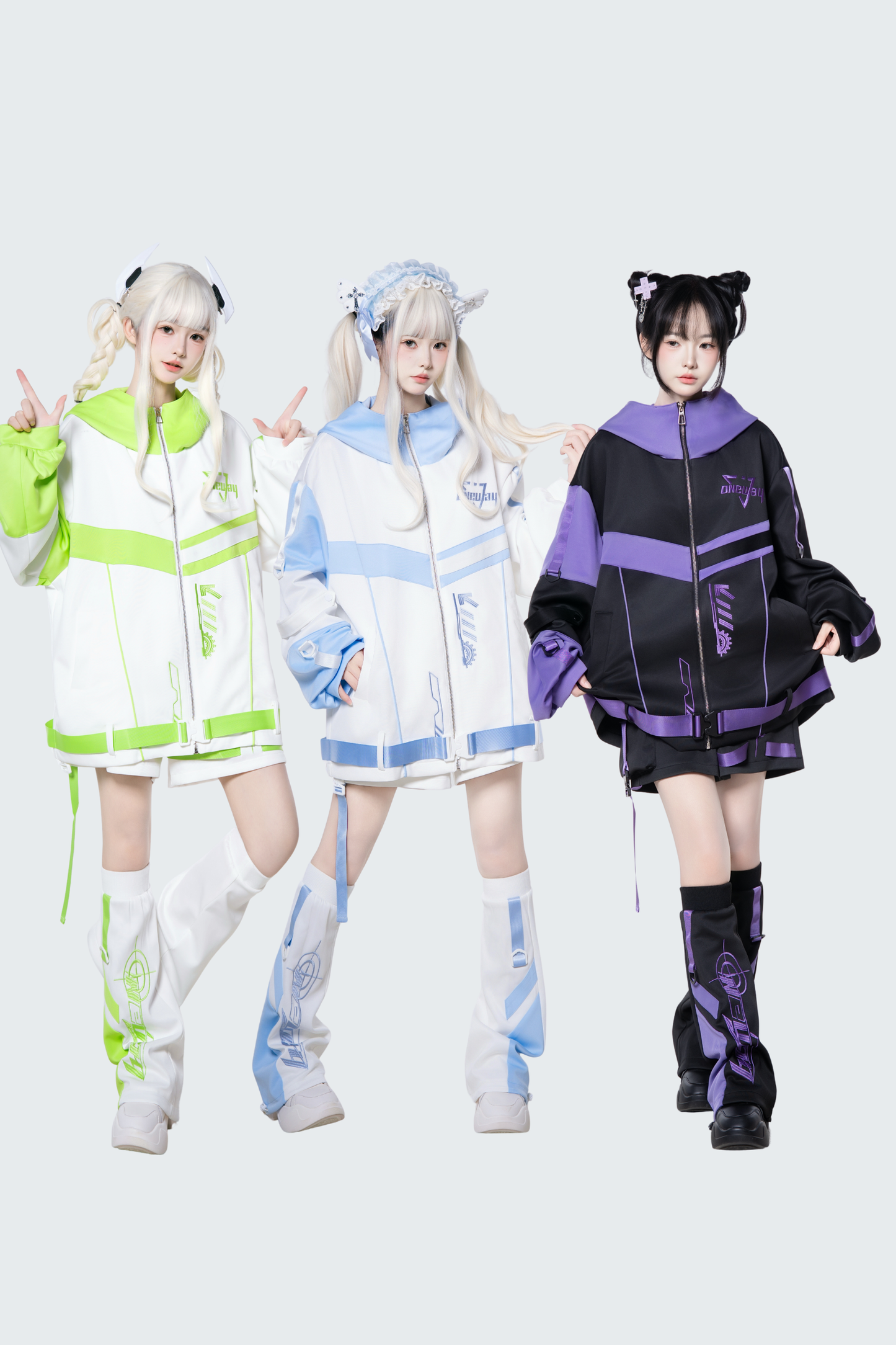 サイバーサブカルジャージジャケット+ショートパンツ+レッグカバー