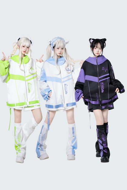 サイバーサブカルジャージジャケット+ショートパンツ+レッグカバー