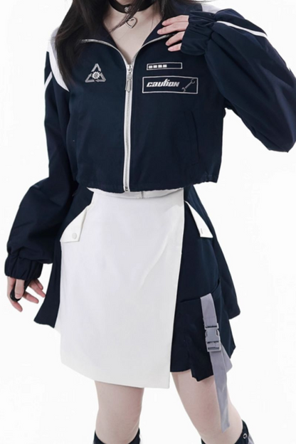 サブカルカーゴショートコート+ジャンパースカート+スカート +レッグウォーマー