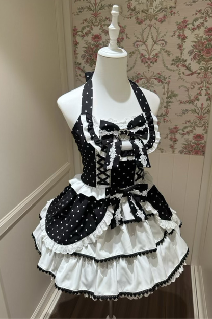 ヴィンテージスイートハートドットドレス+インナートップス