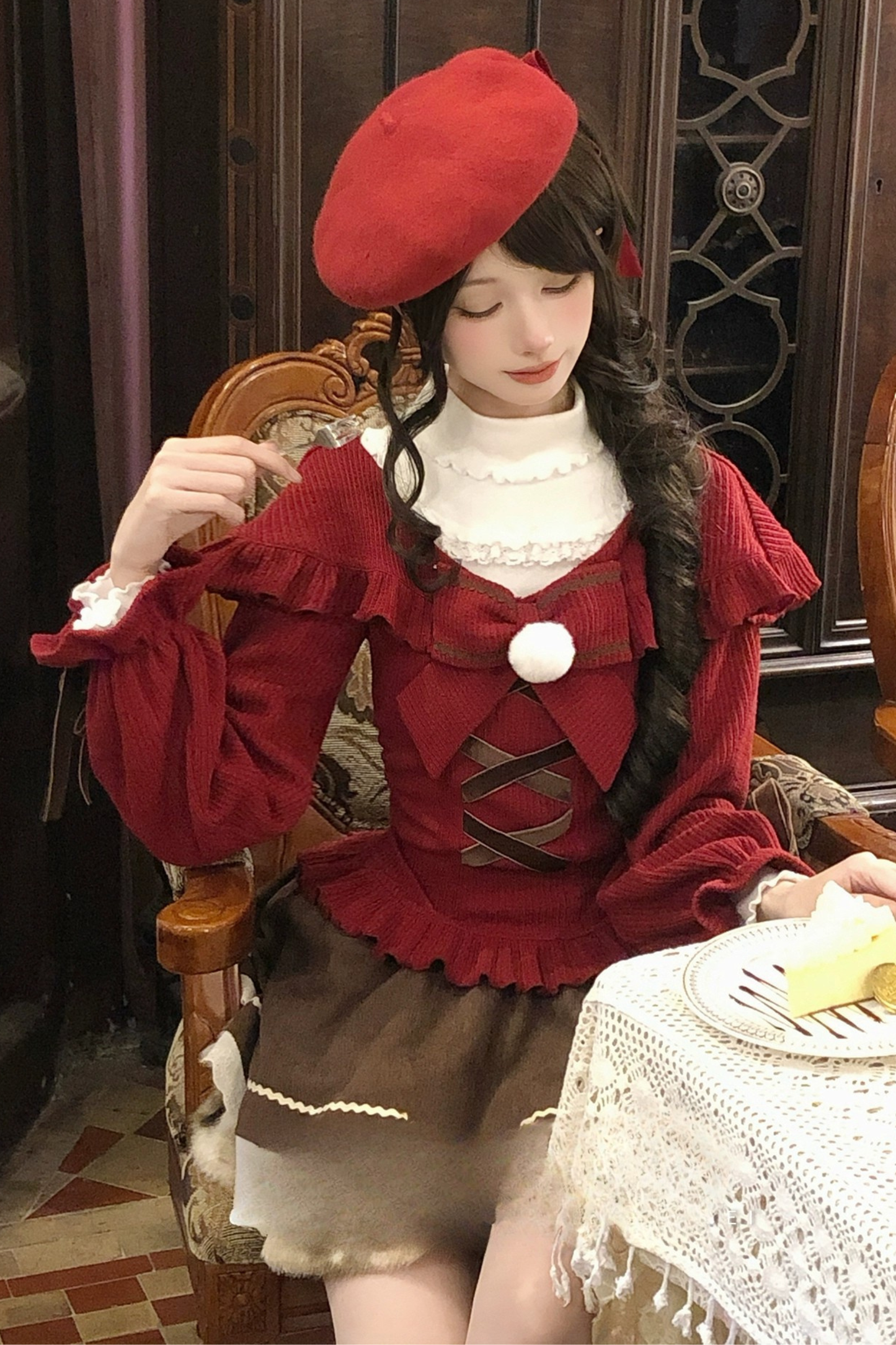 クリスマスガーリーニット+インナー+スカート