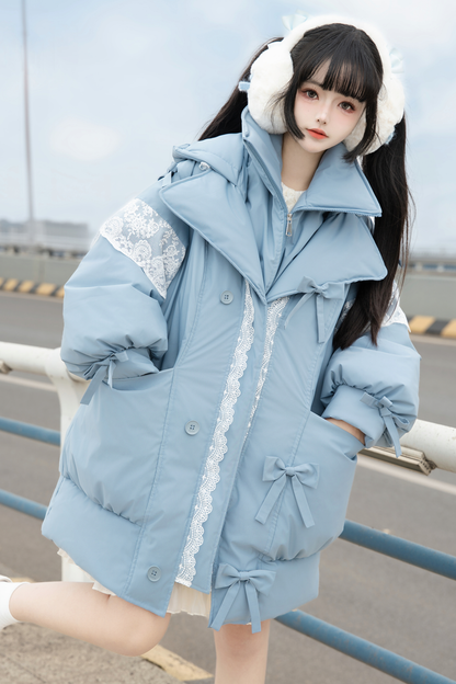 レースレイクフロストフーデッドコート