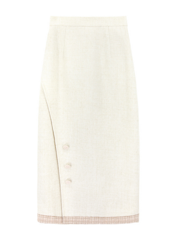 フリルブラウス＋タイトスカート＋ツイードリボンジャケット