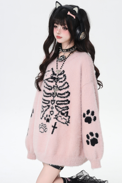 Dark Sweet Cat Design Loose Knit