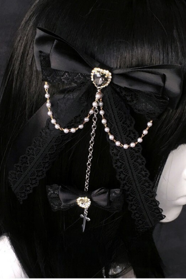 Gothic Rhinestone Lace Hair Clip