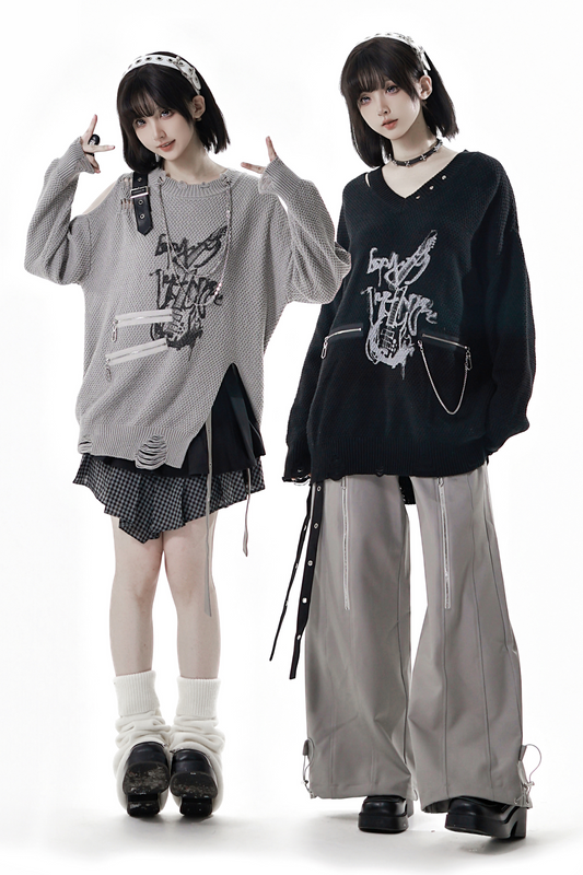 アシメルーズトップス+スカート+パンツ